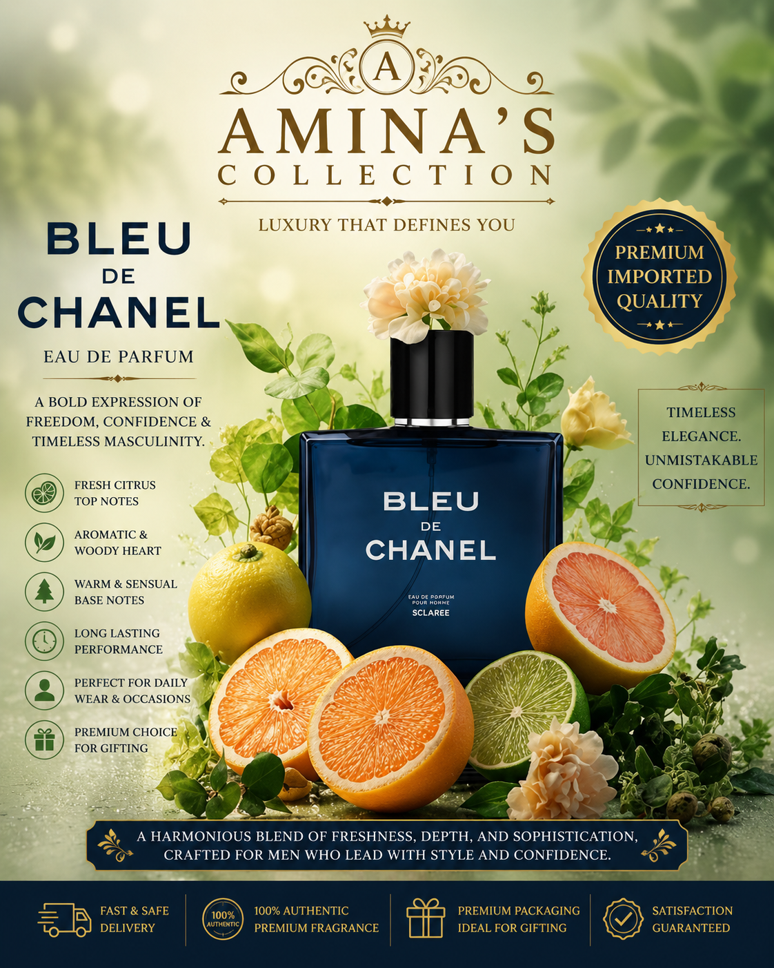 Bleu De Chanel Premium Eau De Parfum Men(Premium Imported Quality)