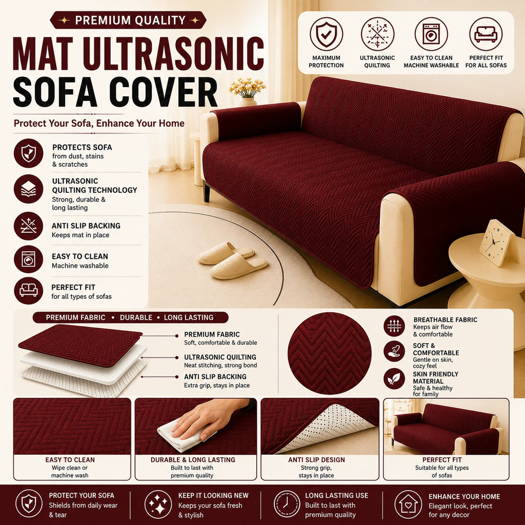 Amina's Collection Premium Mat Ultrasonic Microfiber Soft Sofa Covers – Elegant, Durable & Comfortable