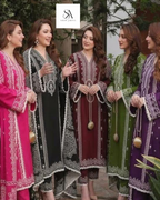 ANEELS Embroidered Dhanak Suit with Shawl!Amina's collection