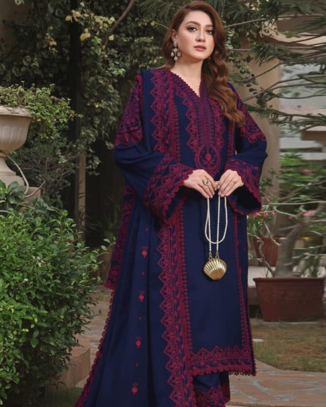 Aneels Luxury Embroidered Dhanak Suit Winter 2026 | Amina's Collection