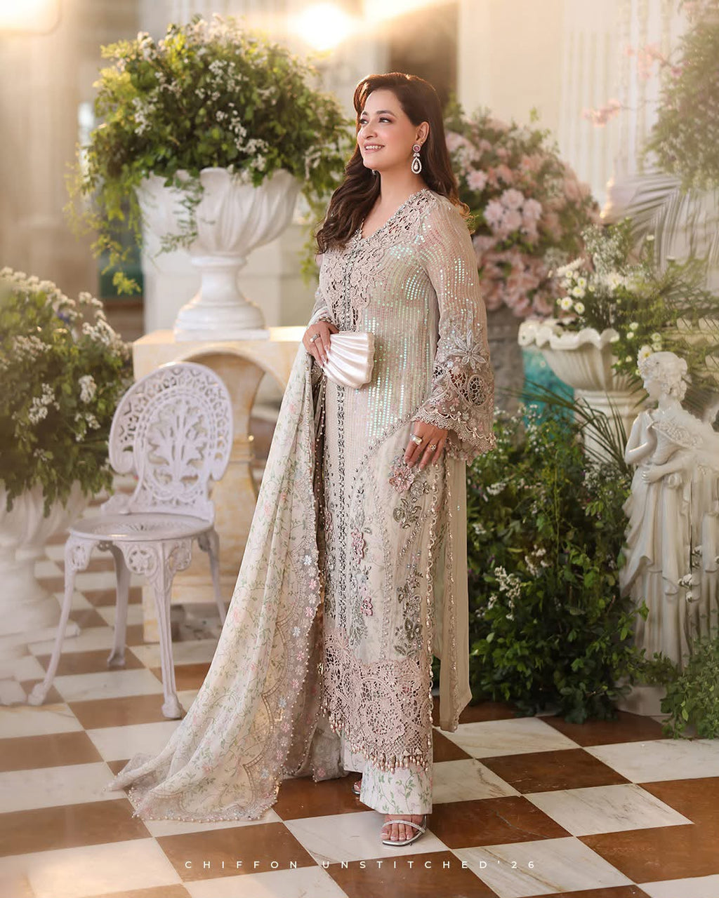Ahmozi Maria B Chiffon Embroidered!Amina's collection