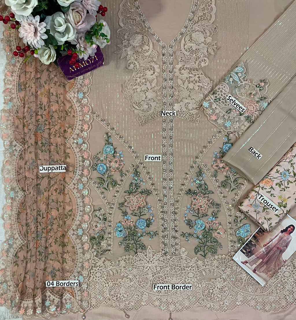 Ahmozi Maria B Chiffon Embroidered!Amina's collection