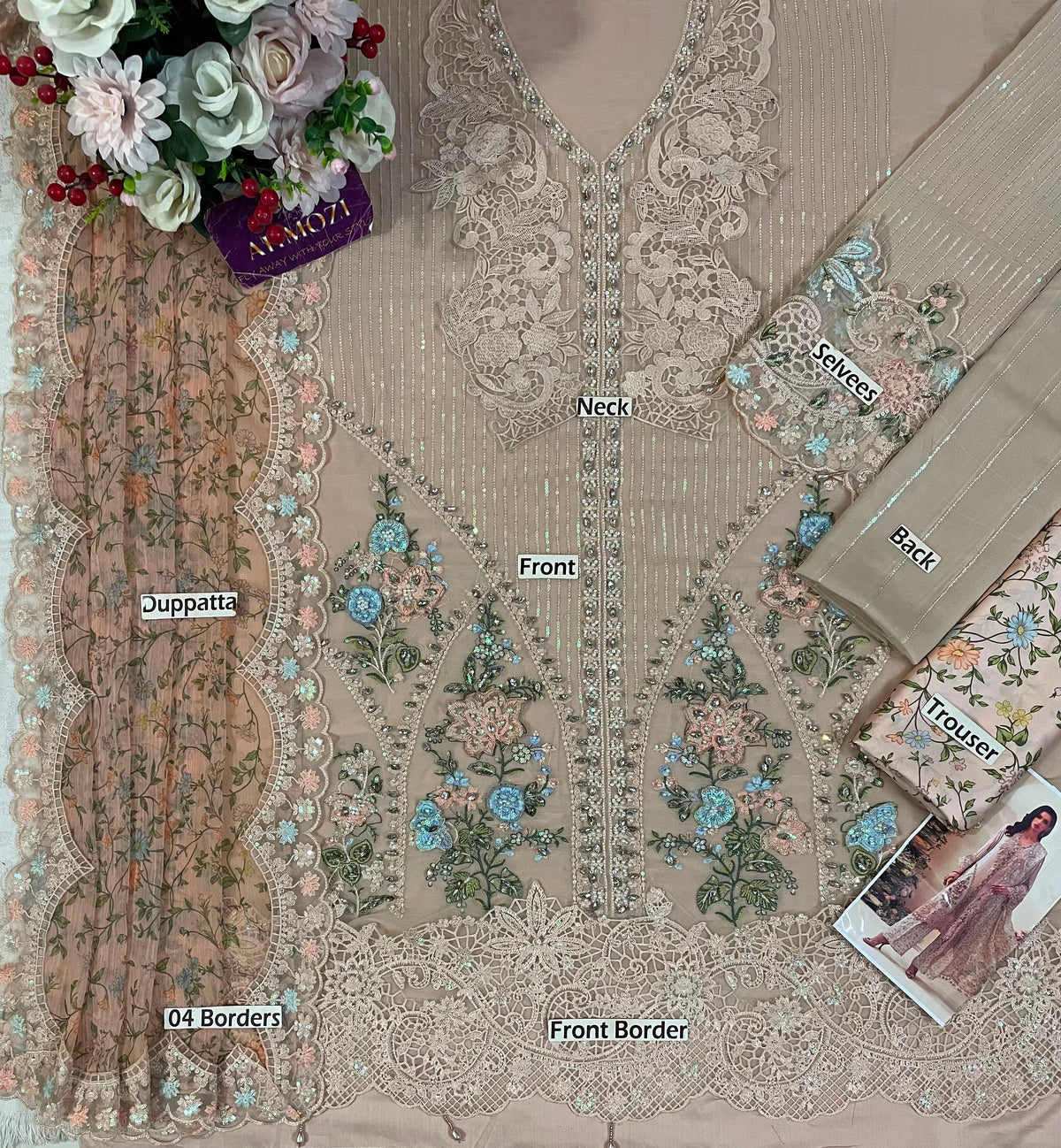 Ahmozi Maria B Chiffon Embroidered!Amina's collection