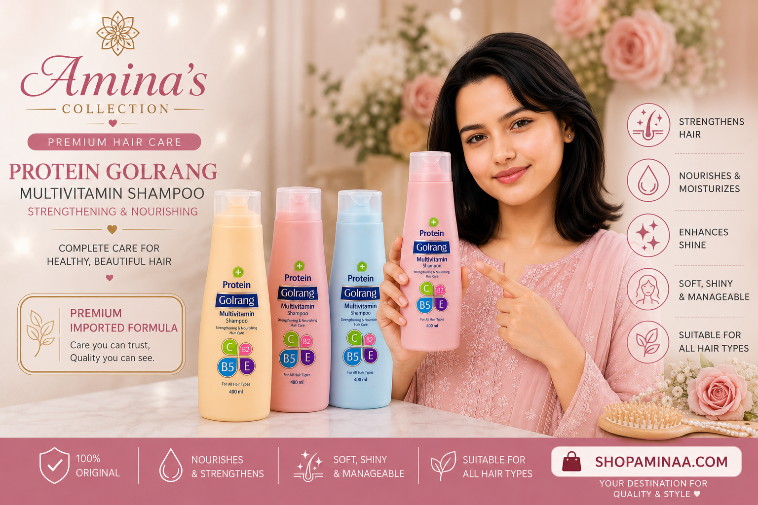Protein Golrang Multivitamin Strengthening Nourishing Shampoo 400ml.