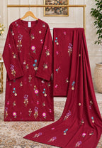Aneels Original Dhanak Embroidered Stitched 3PC Suit | Amina’s Collection
