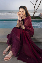 Azure Luxury Wedding Embroidered Chiffon 3-Piece | Amina’s Collection