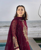 Azure Luxury Wedding Embroidered Chiffon 3-Piece | Amina’s Collection