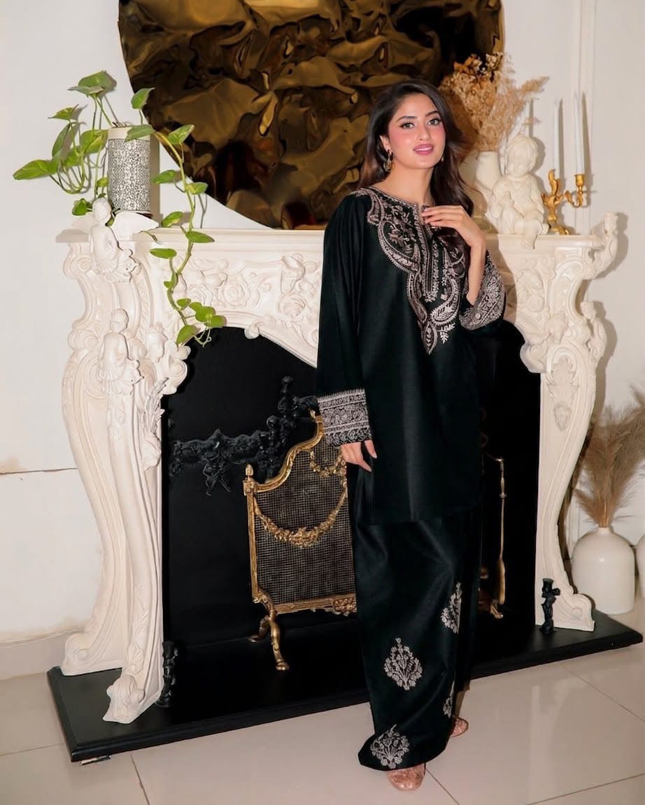 Premium Embroidered Shamoze Silk 2-Piece Suit | Amina’s Collection
