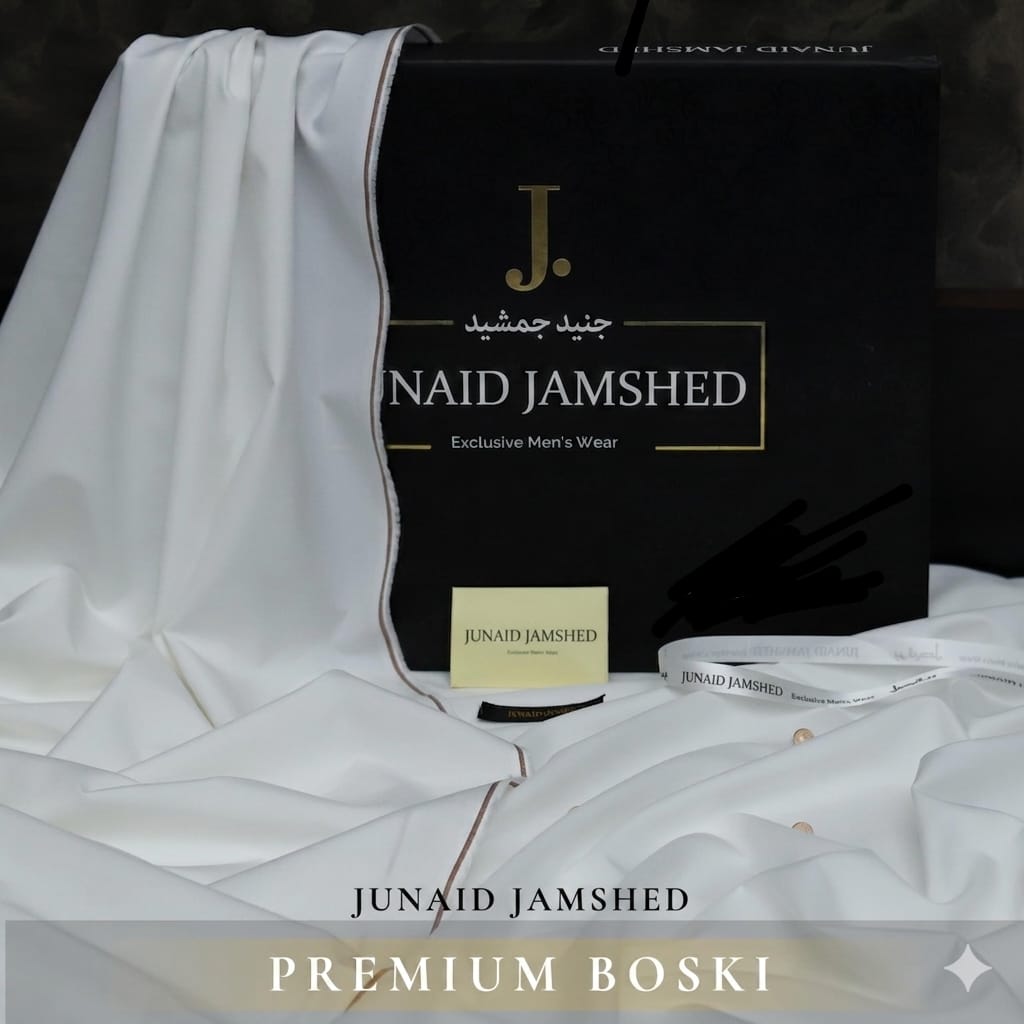 Amina’s Collection Presents Junaid Jamshed Boski Special Premium 8 Pound Luxury Fabric | 4 Meter Suit | Complete Package