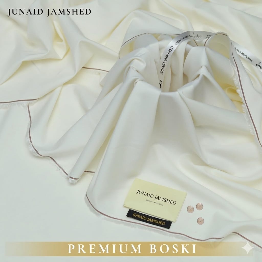 Amina’s Collection Presents Junaid Jamshed Boski Special Premium 8 Pound Luxury Fabric | 4 Meter Suit | Complete Package