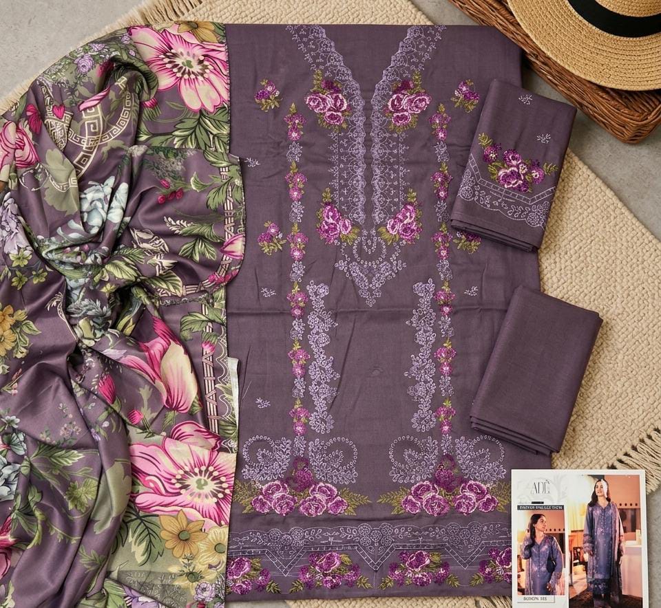 Jade Luxury Embroidered Dhanak Suit|Amina’s Collection