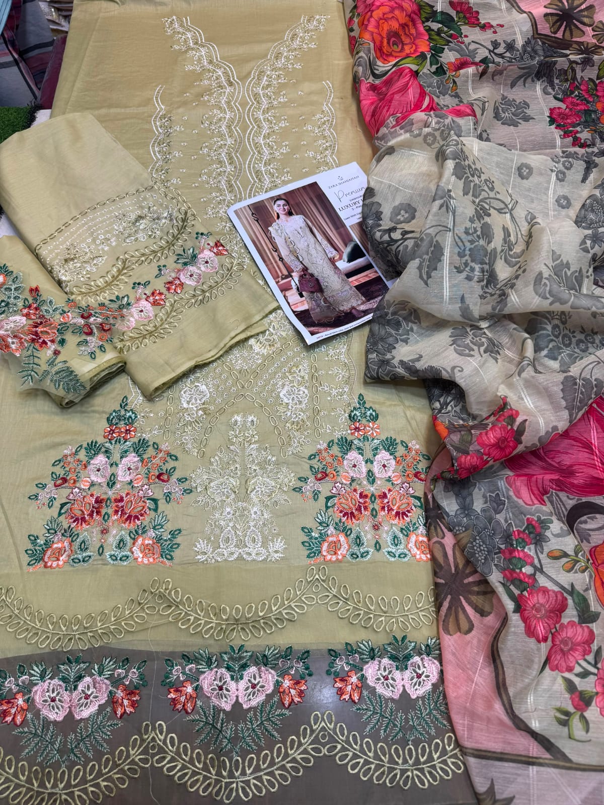 Jade Luxury Embroidered Lawn Suit | Amina’s Collection