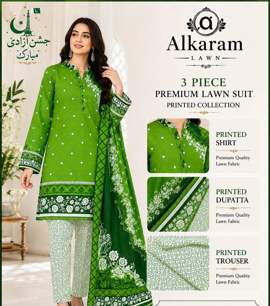 Alkaram Independence Day Printed Lawn Suit | Amina's Collection