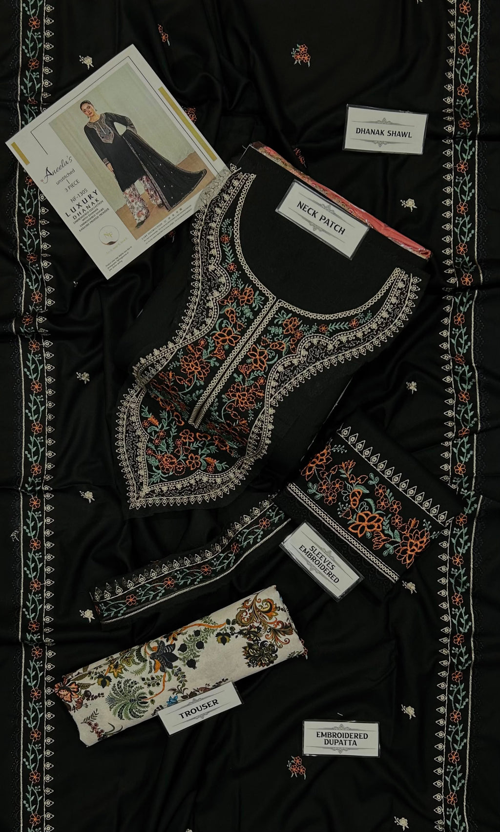Aneel’s Luxury Embroidered Dhanak 3-Piece Winter Suit