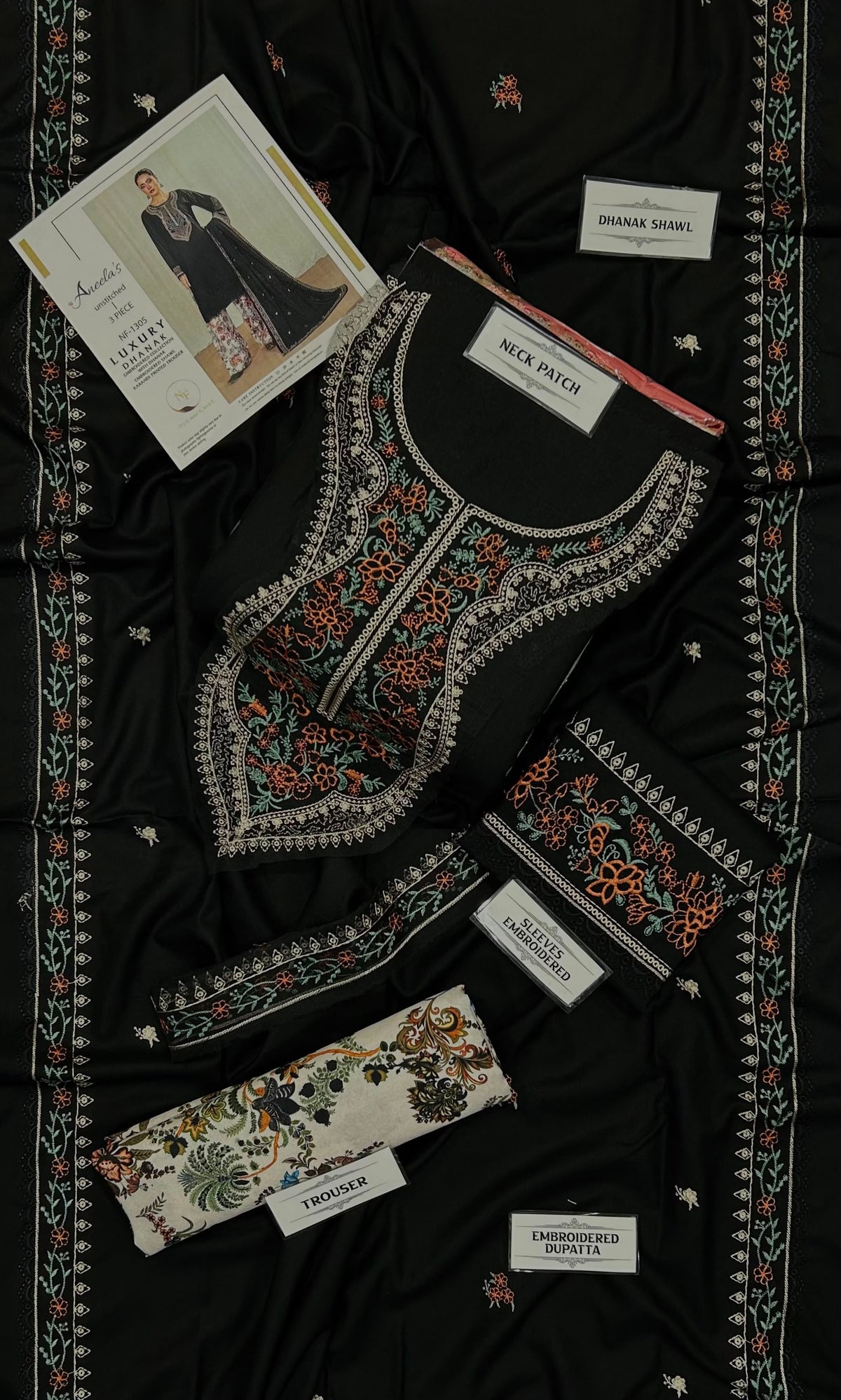 Aneel’s Luxury Embroidered Dhanak 3-Piece Winter Suit