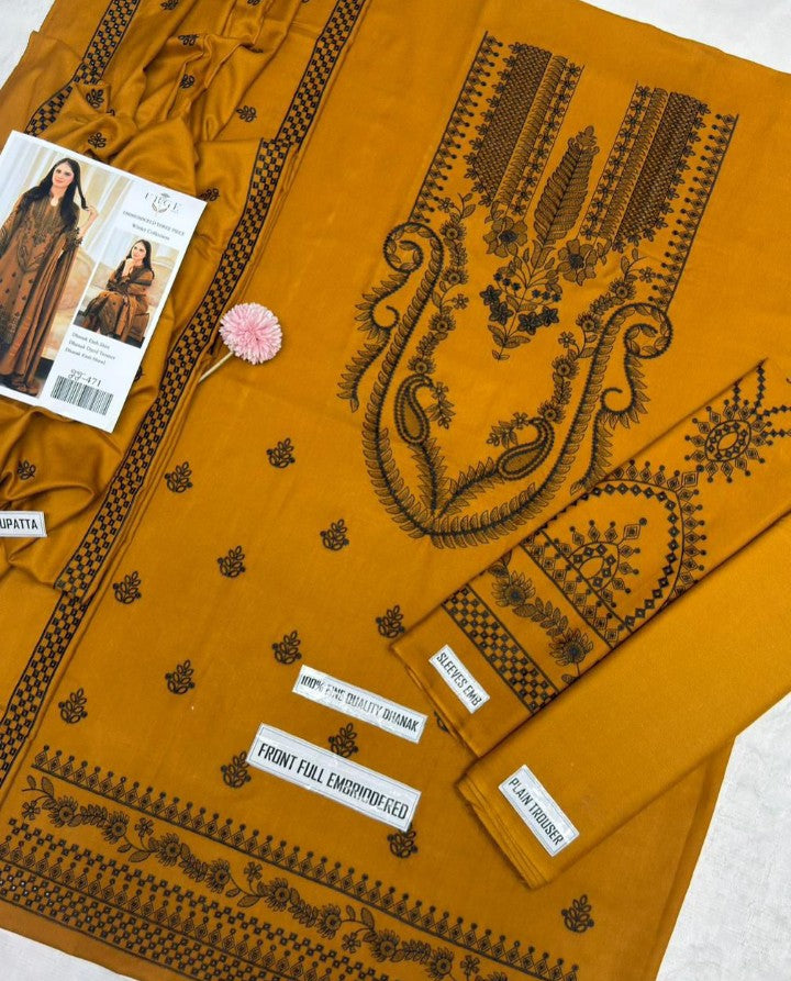 URGE 471 Luxury Heavy Embroidered Dhanak 3-Piece | Amina’s Collection