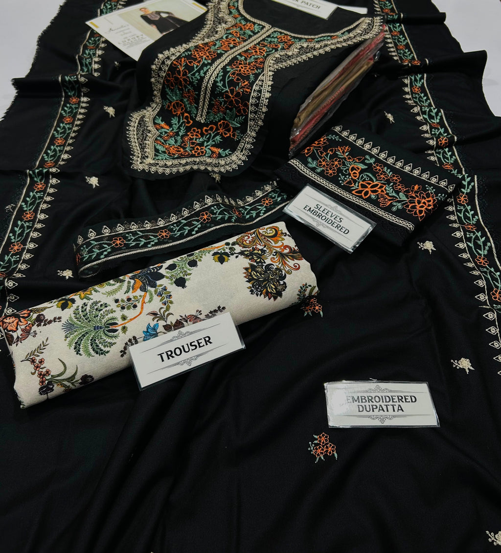 Aneel’s Luxury Embroidered Dhanak 3-Piece Winter Suit