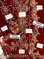 MARIA B Red & Maroon Chiffon Embroidery!Amina's collection