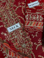 MARIA B Red & Maroon Chiffon Embroidery!Amina's collection