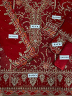 MARIA B Red & Maroon Chiffon Embroidery!Amina's collection
