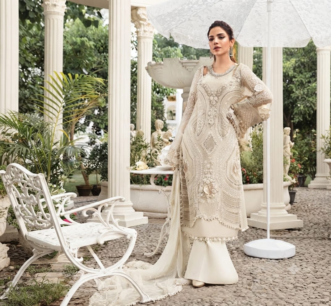 MARAI.B Luxury Embroidered Chiffon Suit | Amina's Collection