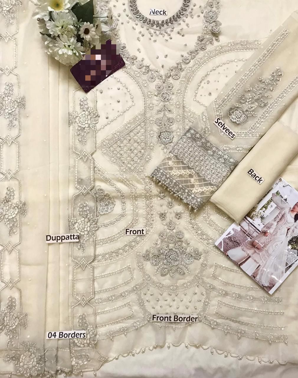 MARAI.B Luxury Embroidered Chiffon Suit | Amina's Collection