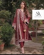 ANEELS Embroidered Dhanak Suit with Shawl!Amina's collection