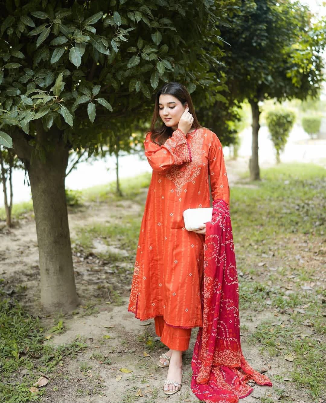 Aneels Luxury Embroidered Dhanak Suit With Printed Shawl | Amina’s Collection