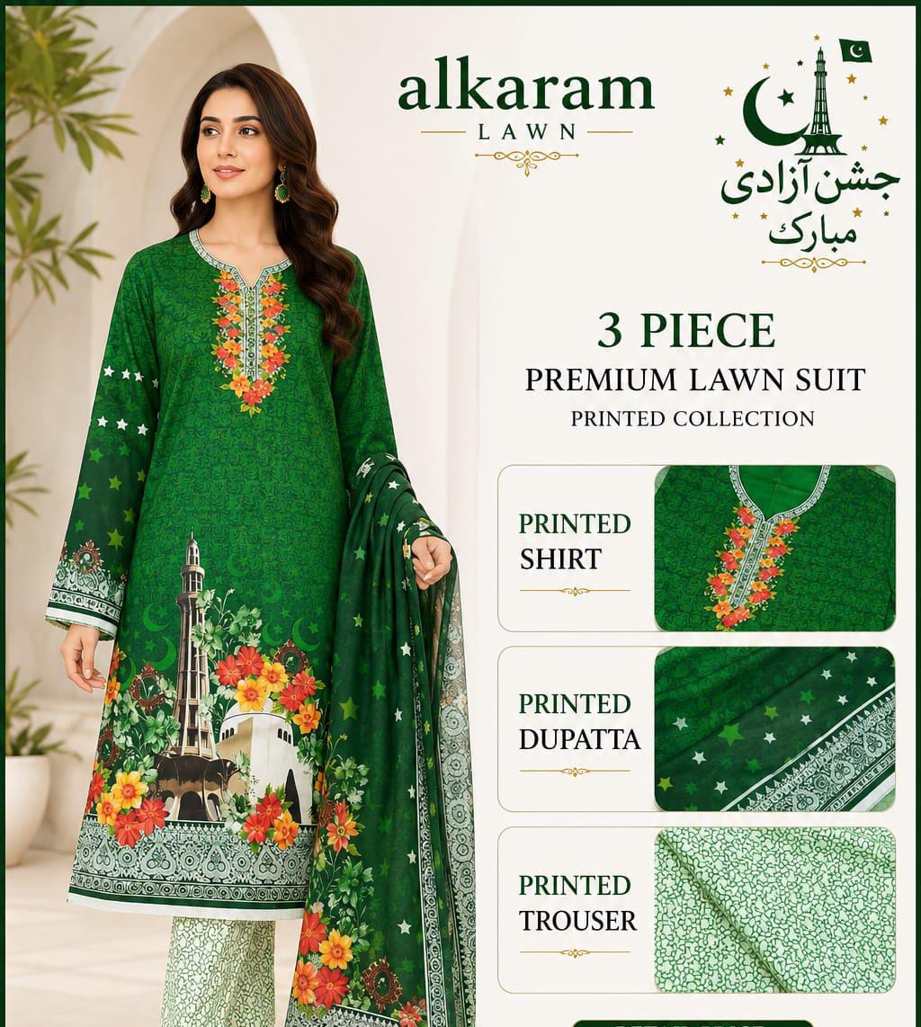 Alkaram Independence Day Printed Lawn Suit | Amina's Collection