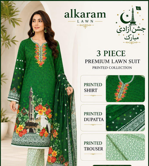 Alkaram Independence Day Printed Lawn Suit | Amina's Collection