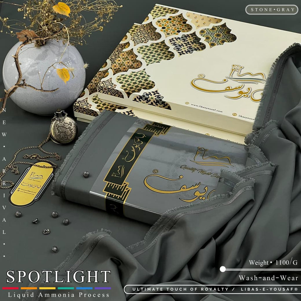 Amina’s Collection Presents Libas-e-Yousaf Spotlight Vol-01 Premium Unstitched Summer Wash’n Wear Fabric For Men | 4 Meter Branded Suit