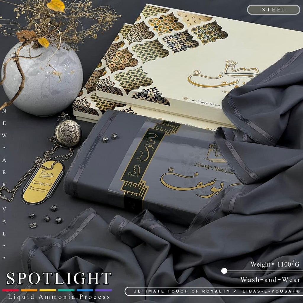 Amina’s Collection Presents Libas-e-Yousaf Spotlight Vol-01 Premium Unstitched Summer Wash’n Wear Fabric For Men | 4 Meter Branded Suit