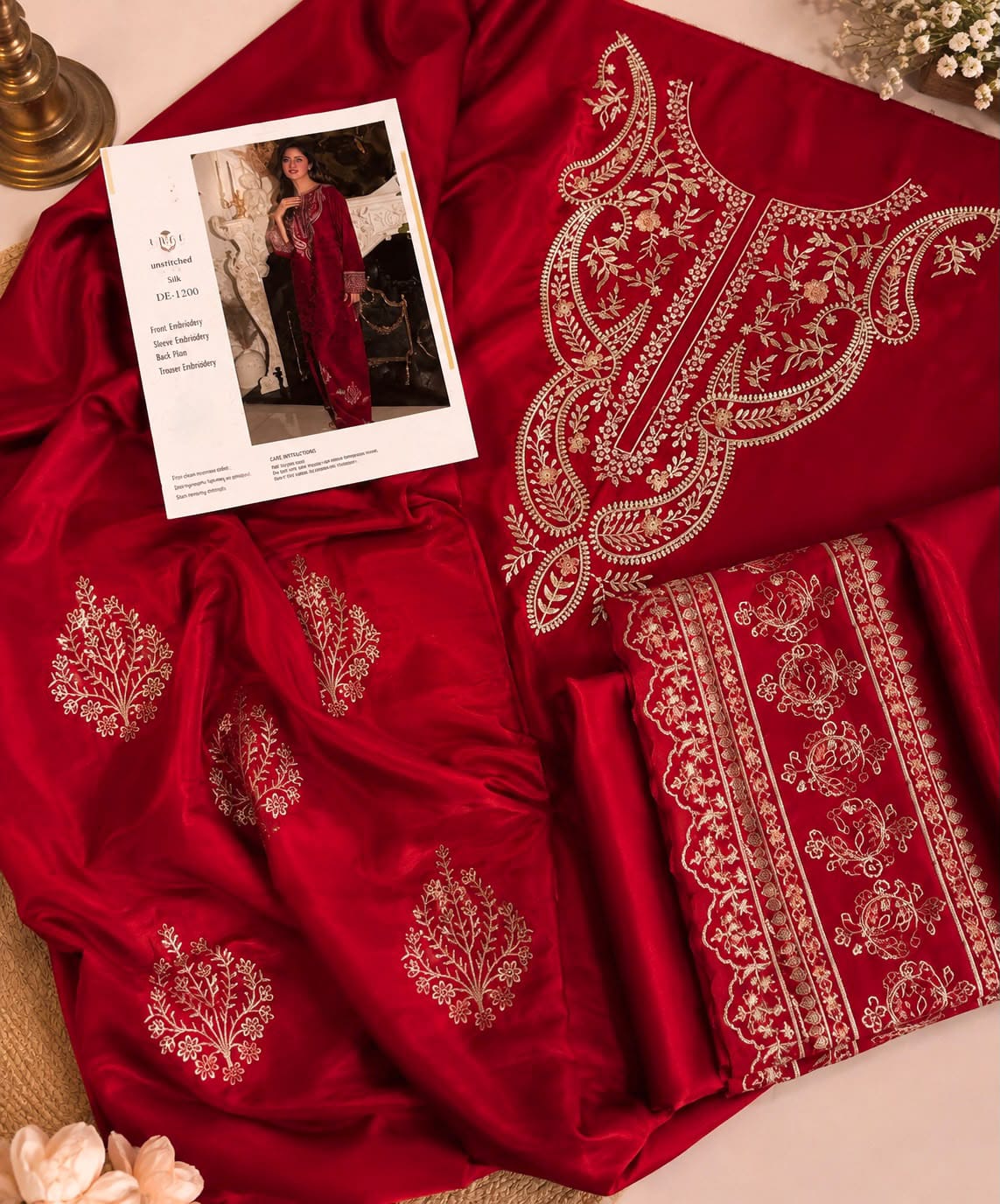 Premium Embroidered Shamoze Silk 2-Piece Suit | Amina’s Collection