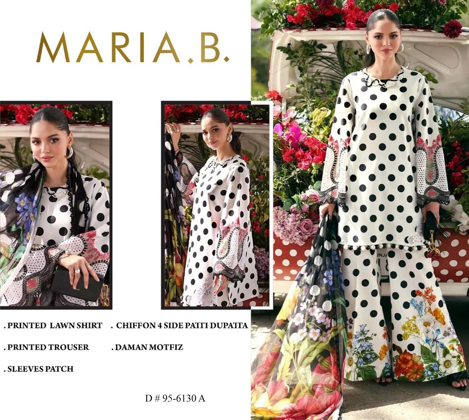 Amina's Collection Maria.B. Luxury Printed Embroidered Lawn Suit