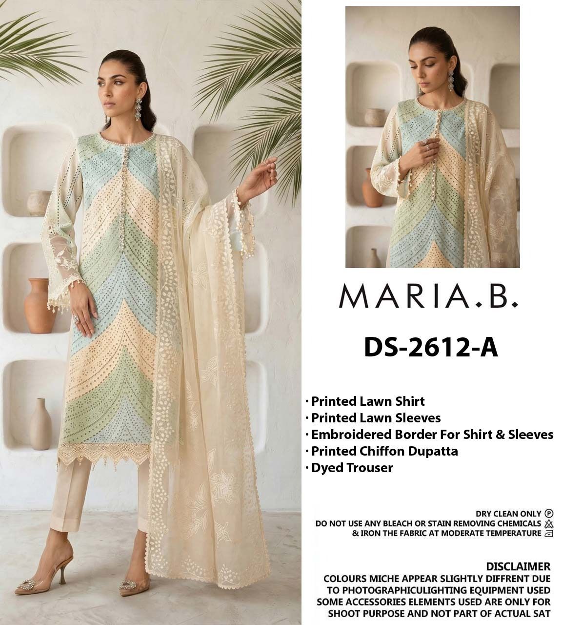 Amina's Collection Maria.B. DS-2612-B Luxury Chikankari Embroidered Lawn Suit