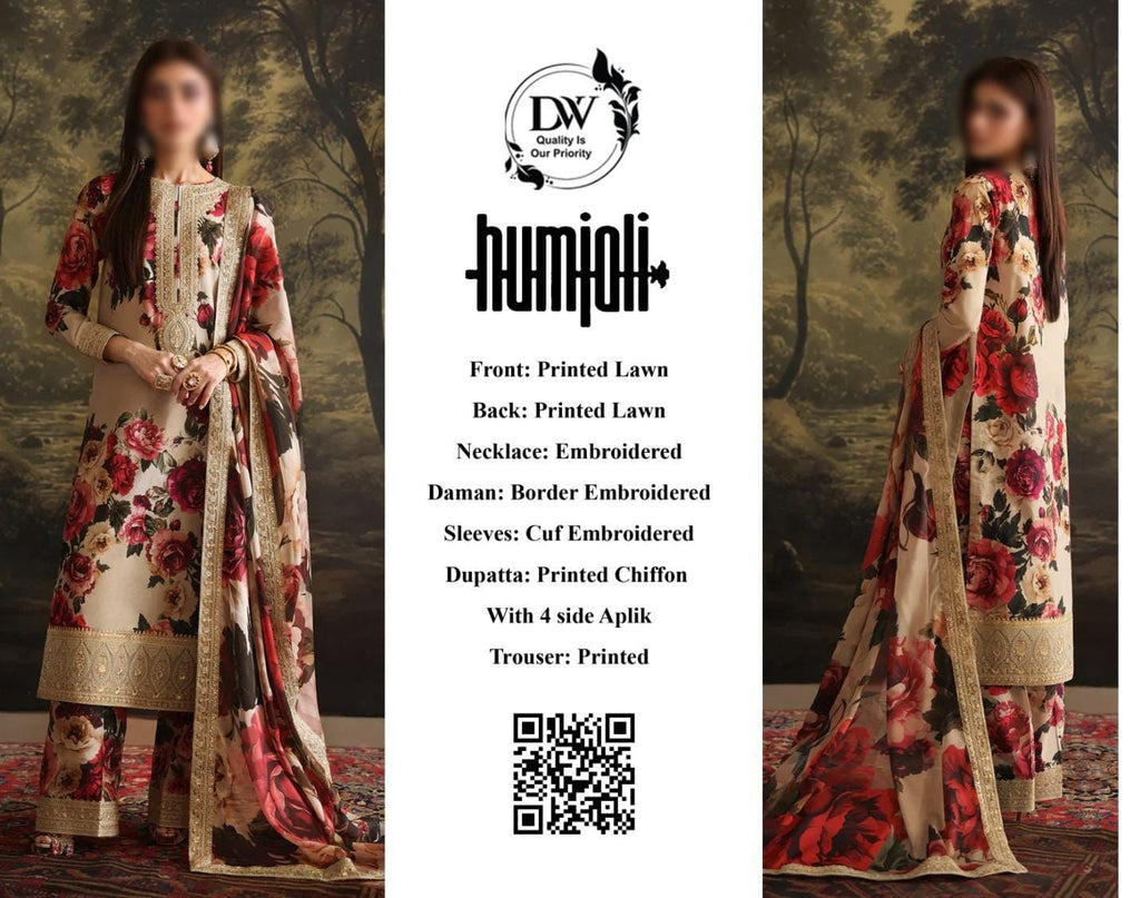 Amina's Collection Humjoli Luxury Printed Embroidered Lawn Suit