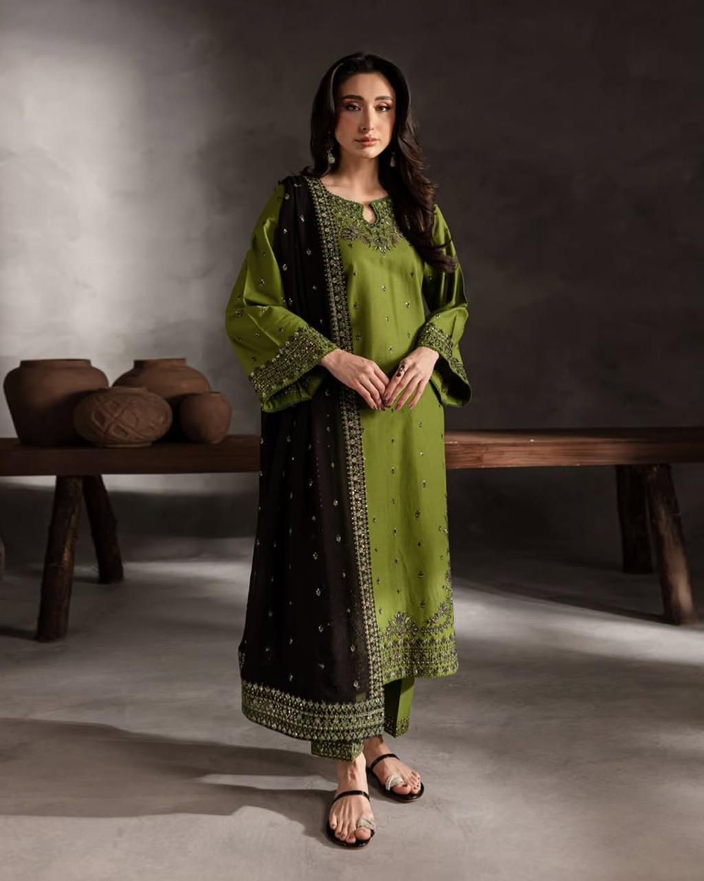 Amina's Collection Batik Premium Luxury Sequence Embroidered Lawn Suit