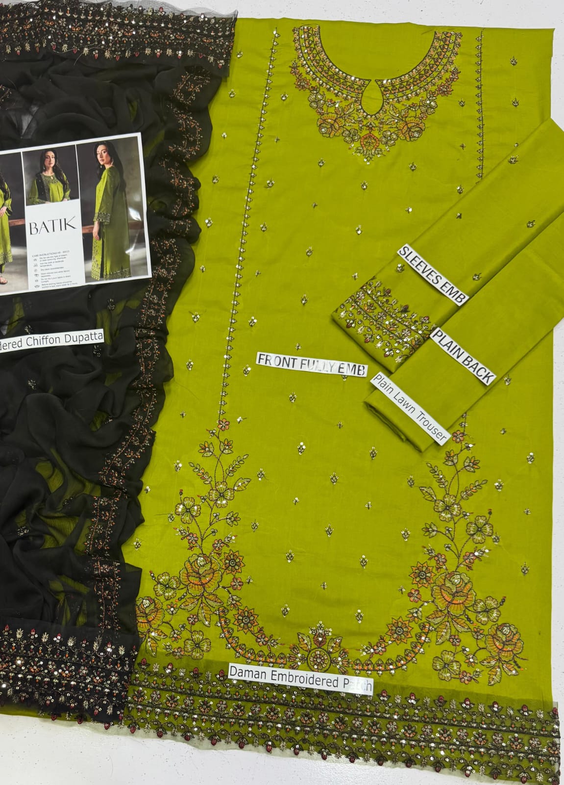 Amina's Collection Batik Premium Luxury Sequence Embroidered Lawn Suit