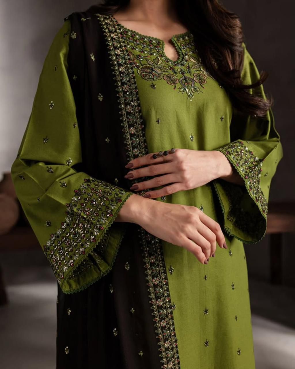 Amina's Collection Batik Premium Luxury Sequence Embroidered Lawn Suit