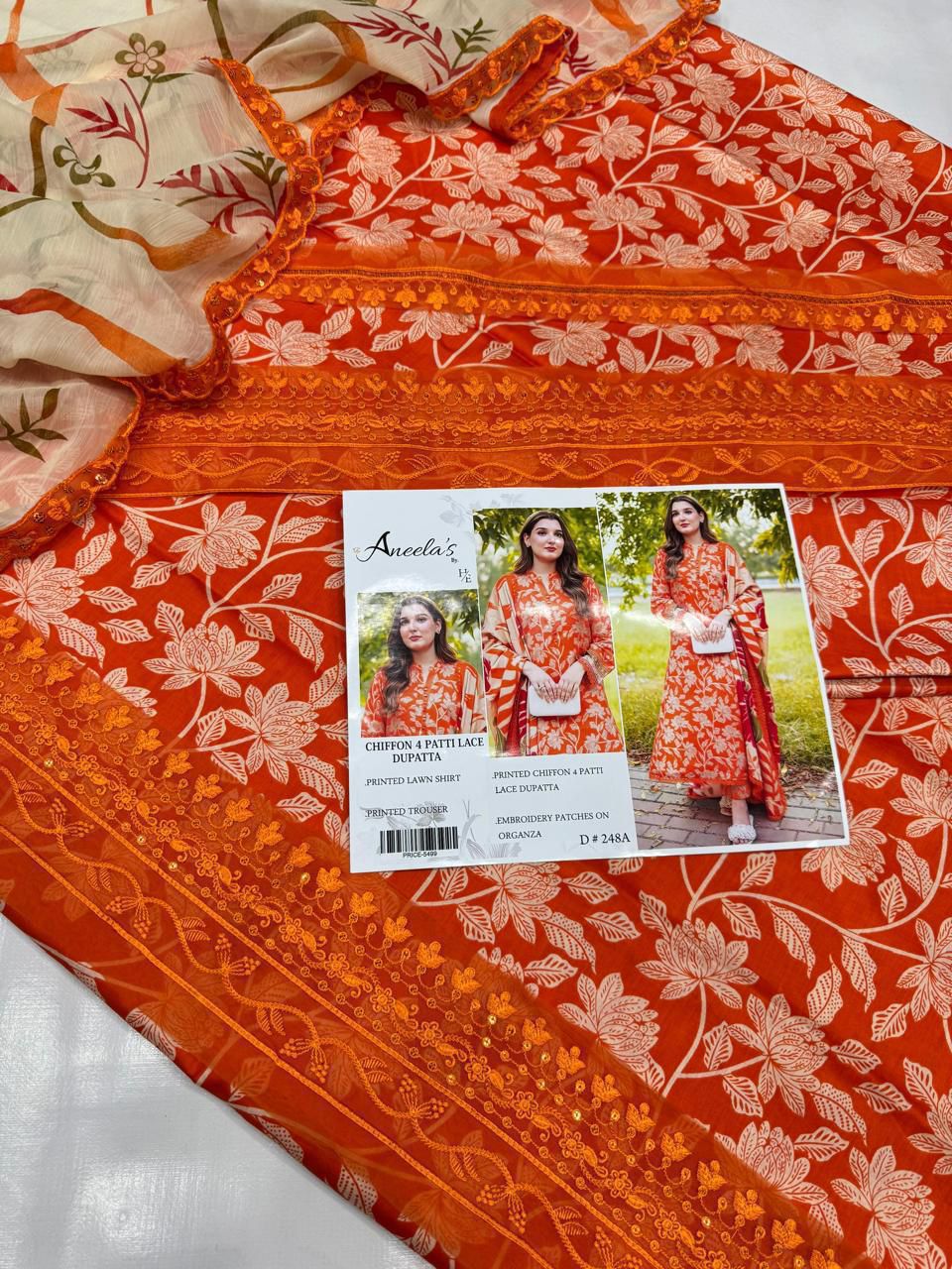 Amina's Collection Aneels Luxury Premium Printed Embroidered Lawn Suit