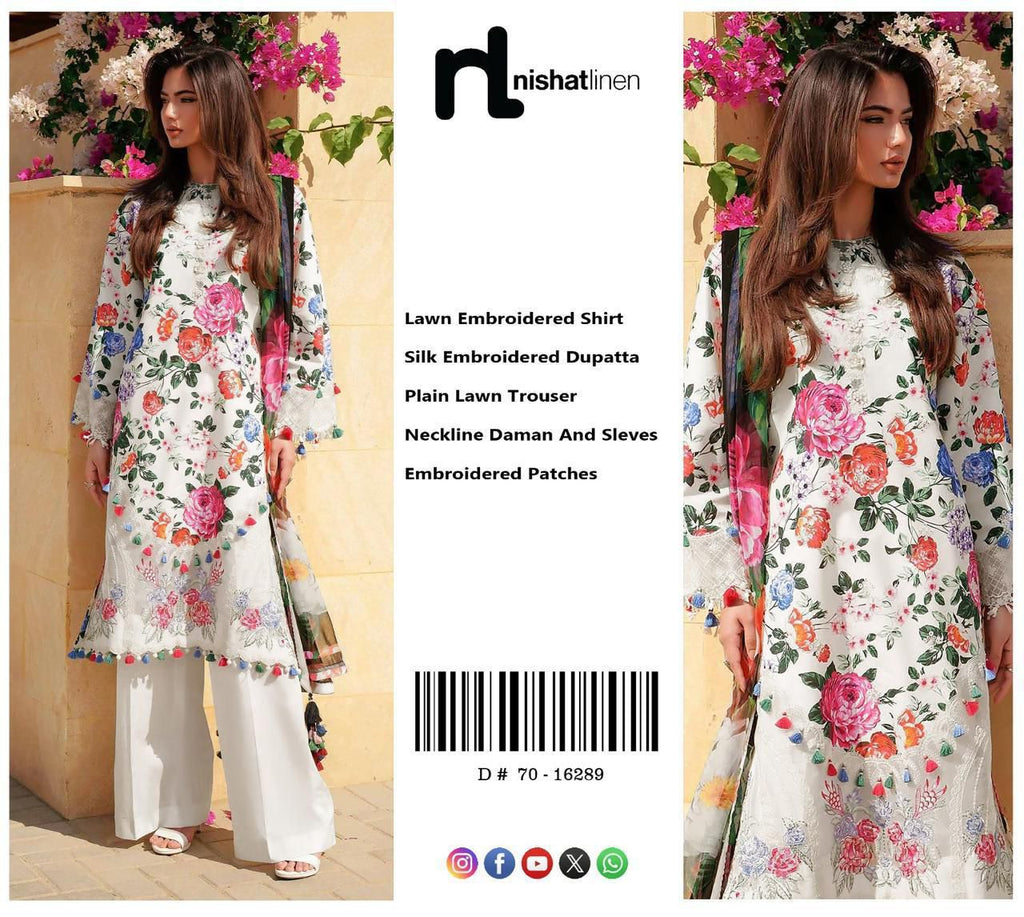 Amina's Collection Nishat Linen Luxury Printed Embroidered Lawn Suit