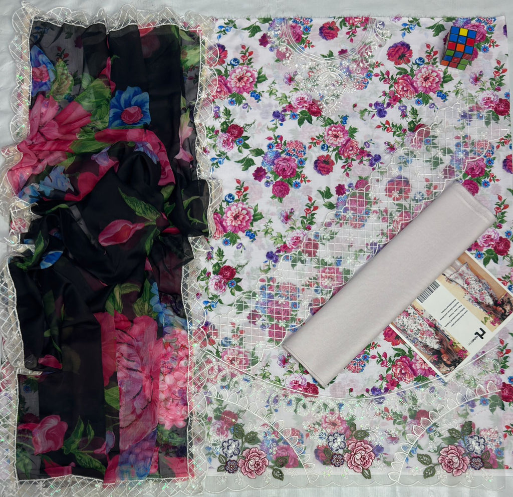 Amina's Collection Nishat Linen Luxury Printed Embroidered Lawn Suit