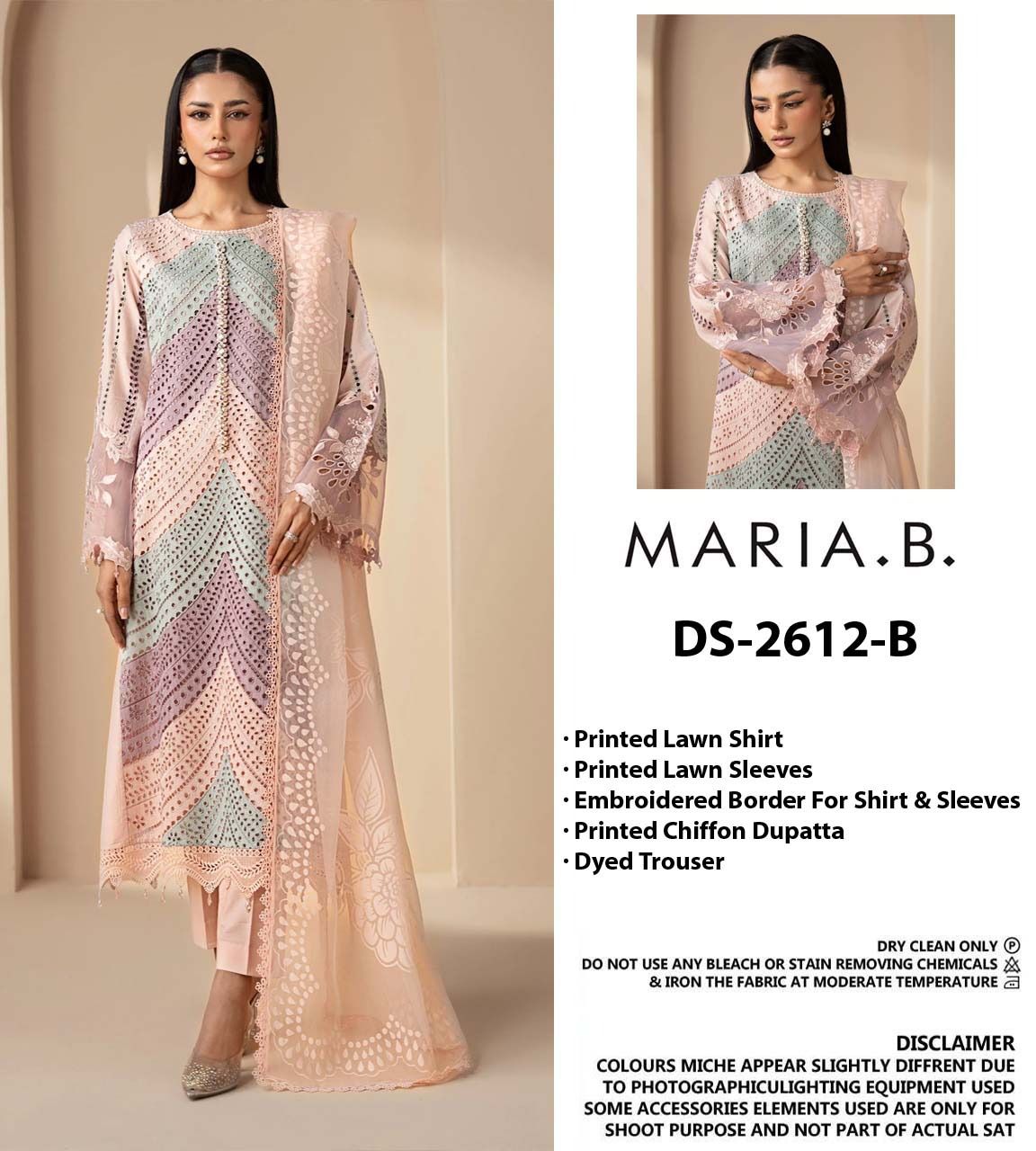 Amina's Collection Maria.B. DS-2612-B Luxury Chikankari Embroidered Lawn Suit