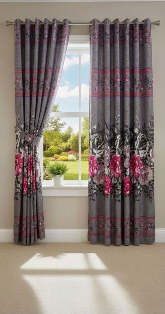 Amina's Collection Elegant Printed Home Curtains for Summer Living Spaces