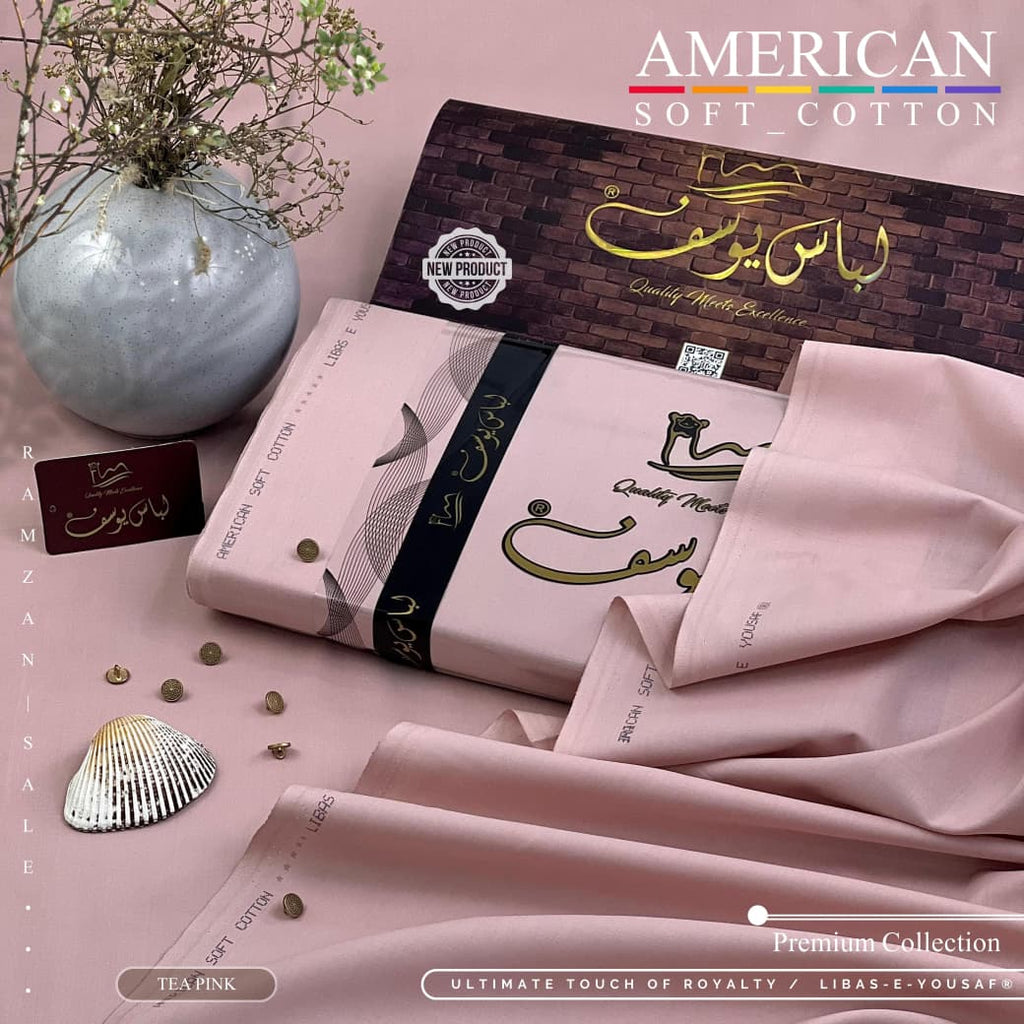 Amina’s collection Presents Libas-e-Yousaf American Soft Cotton – Premium Unstitched Men’s Fabric 4.5 Meters | Soft Cotton Wash & Wear | Wedding & Festive Collection 2026 .