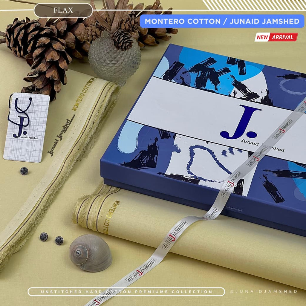 Amina’s Collection Presents Junaid Jamshed Montero – J• All Seasons Impressions Hard Cotton | Silver Finish | 4.5 Meters Unstitched Fabric |