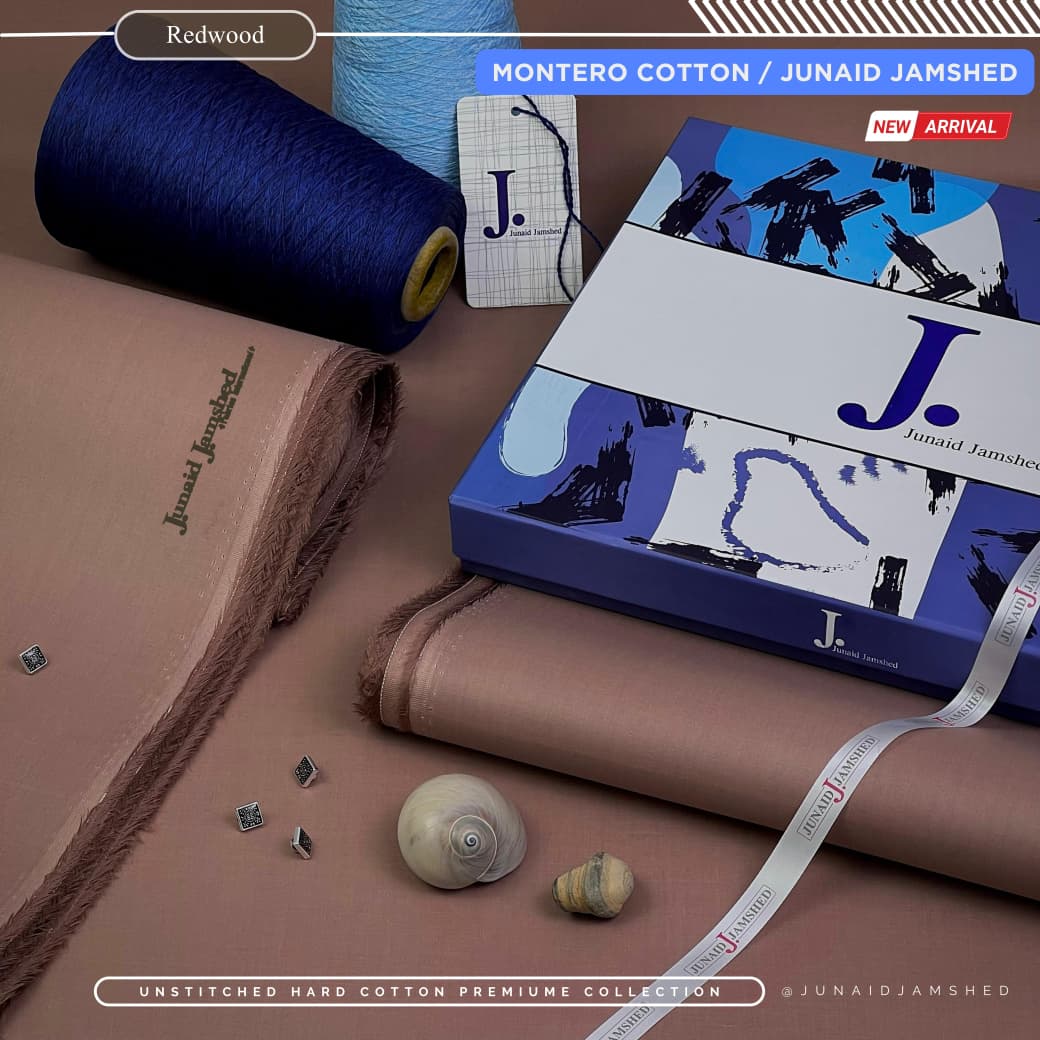 Amina’s Collection Presents Junaid Jamshed Montero – J• All Seasons Impressions Hard Cotton | Silver Finish | 4.5 Meters Unstitched Fabric |