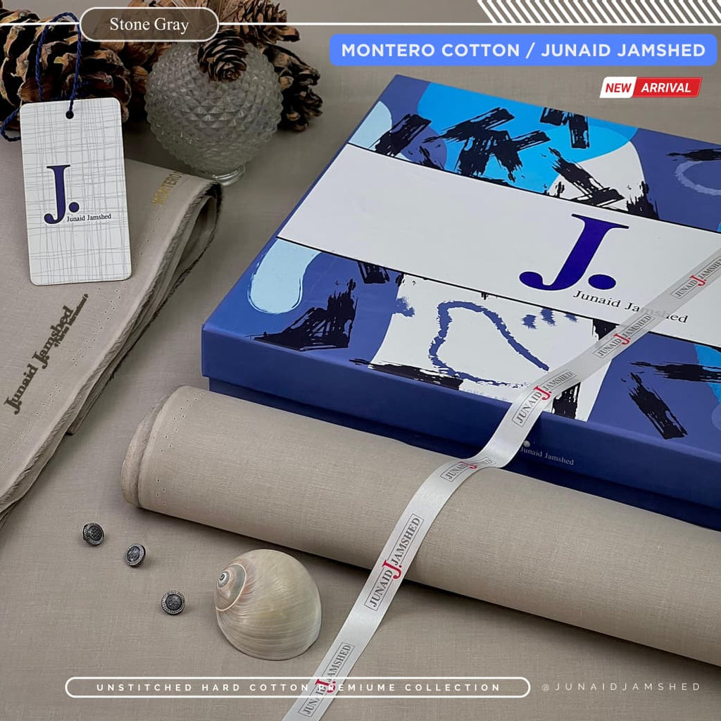 Amina’s Collection Presents Junaid Jamshed Montero – J• All Seasons Impressions Hard Cotton | Silver Finish | 4.5 Meters Unstitched Fabric |