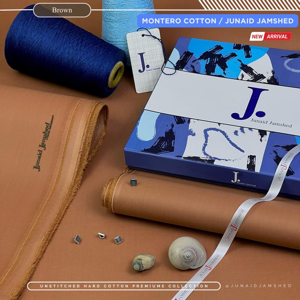 Amina’s Collection Presents Junaid Jamshed Montero – J• All Seasons Impressions Hard Cotton | Silver Finish | 4.5 Meters Unstitched Fabric |