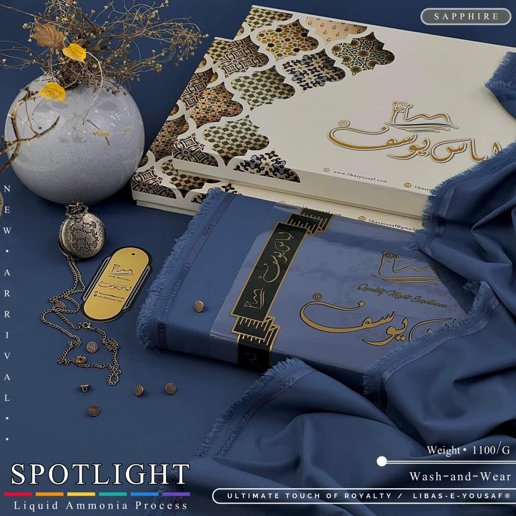 Amina’s Collection Presents Libas-e-Yousaf Spotlight Vol-01 Premium Unstitched Summer Wash’n Wear Fabric For Men | 4 Meter Branded Suit